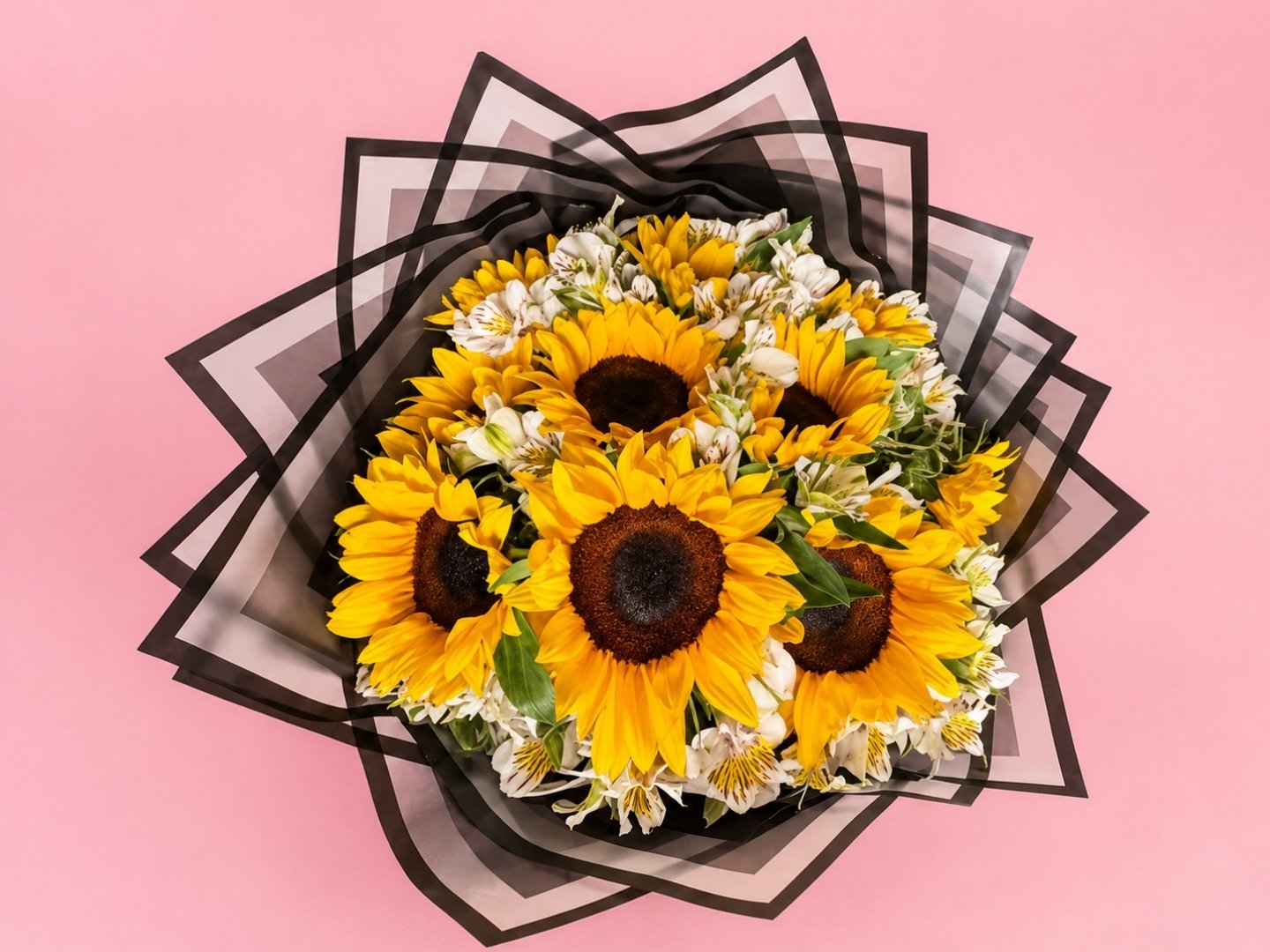 Ramo de 10 Girasoles con alstromeria
