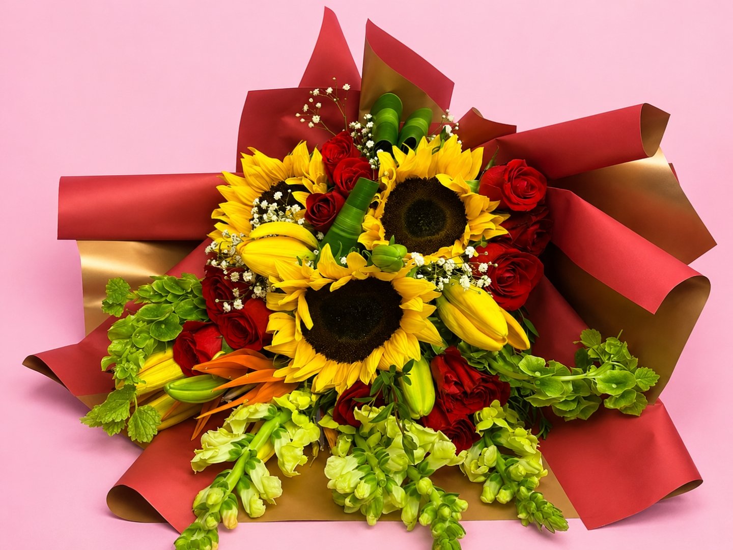 Bouquet de Girasoles con rosas