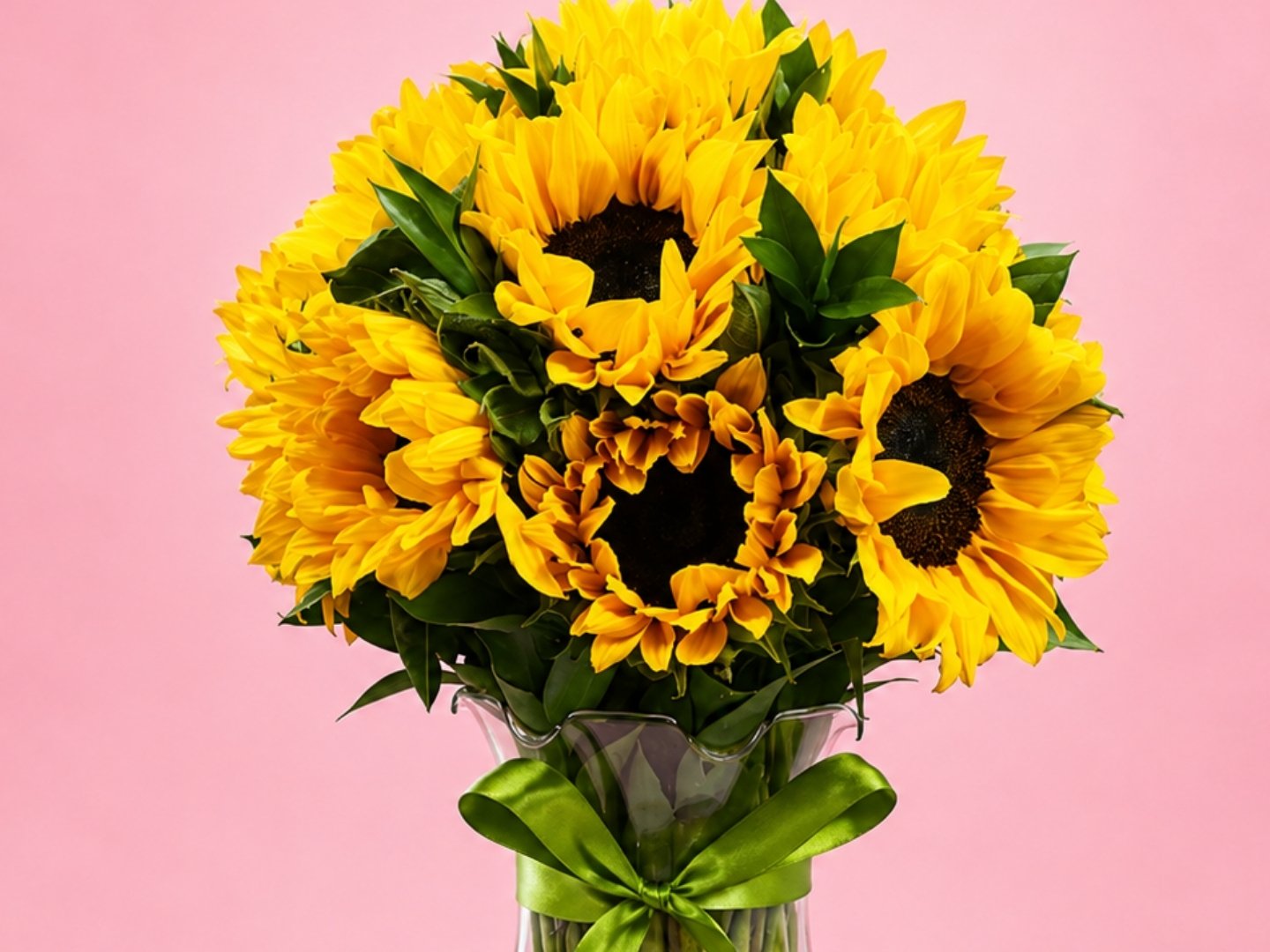 Jarrón con 15 Girasoles