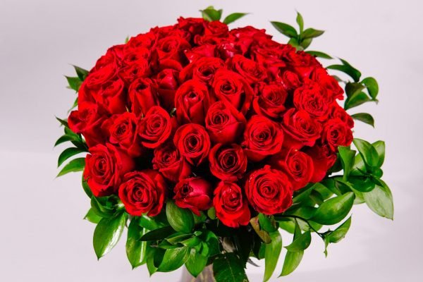 100 Rosas Rojas en Jarrón