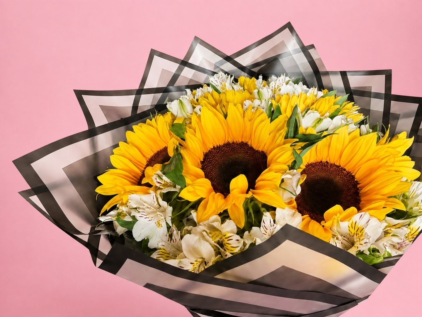 Ramo de 10 Girasoles con alstromeria