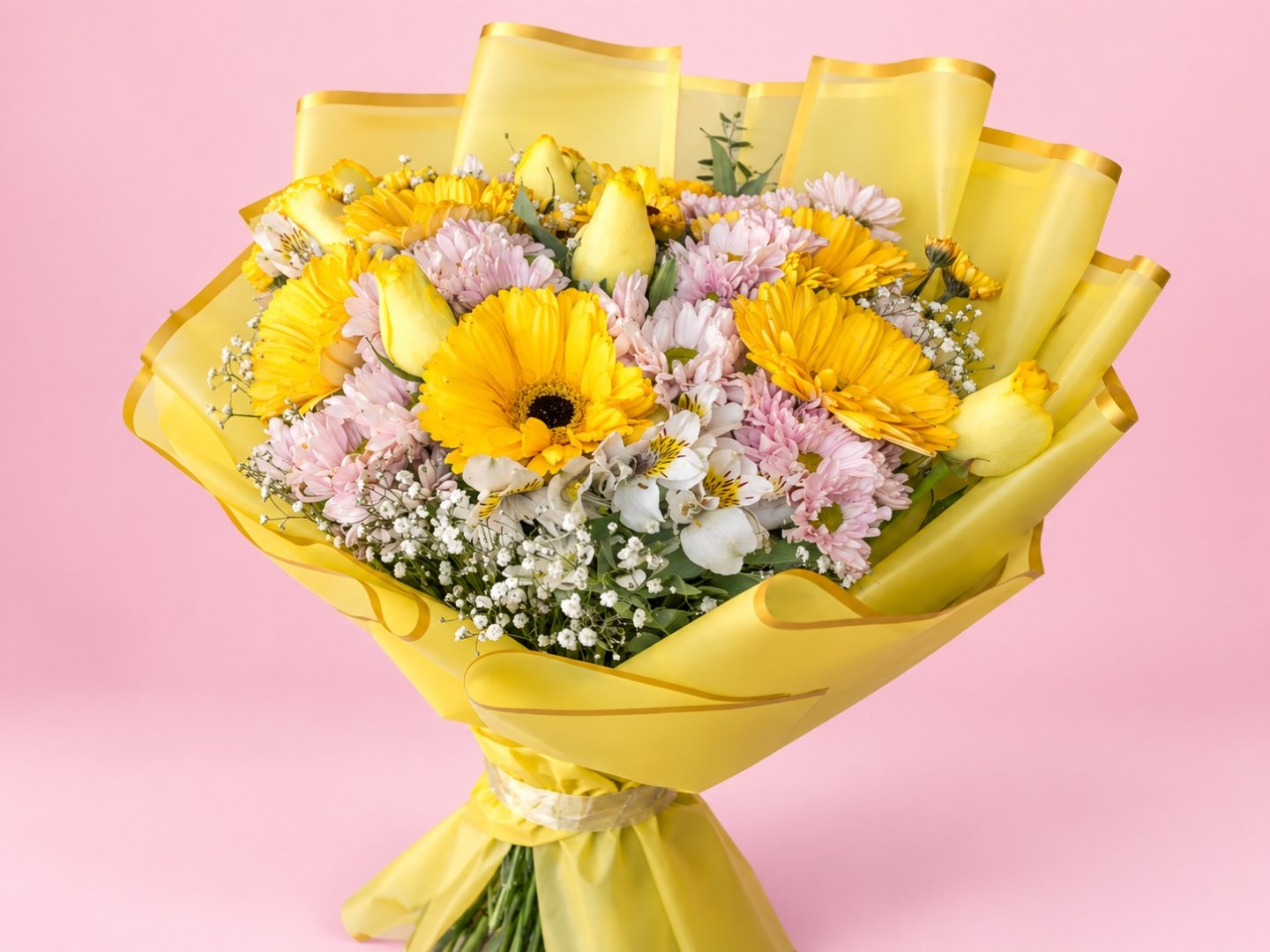Ramo de Rosas con Gerberas Amarillas