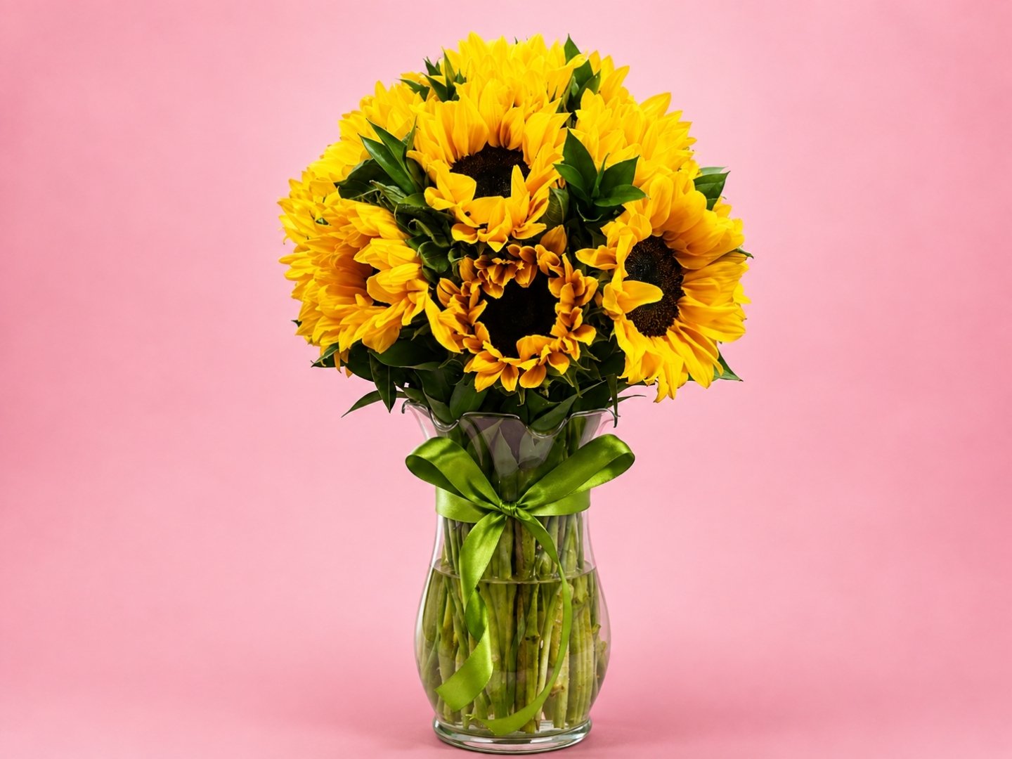 Jarrón con 15 Girasoles